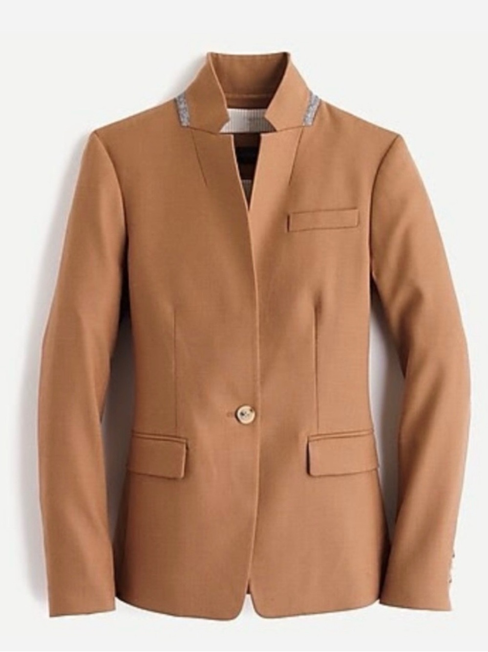 Excellent Condition J. Crew Regent Blazer in Wool Flannel Warm Camel Size 4.